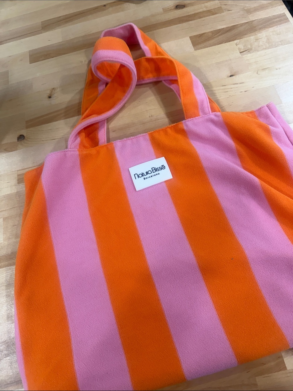 Natura Bissé Pink & Orange Striped Tote Bag
